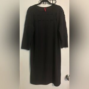 Love Scarlet Womens Large Black 3/4 Sleeve Knee‎ Length Side Slit Dress Stretch